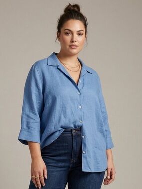 Vtg.Ralph Lauren Linen
Jacket - Beautiful Blue with Lime Green Cuffs Sz. 2X